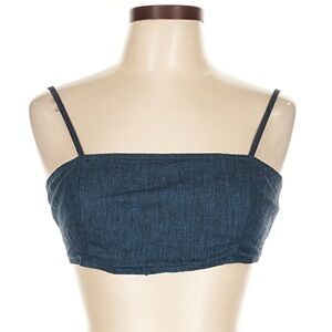 Linen & Cotton Blue Women's Crop Top